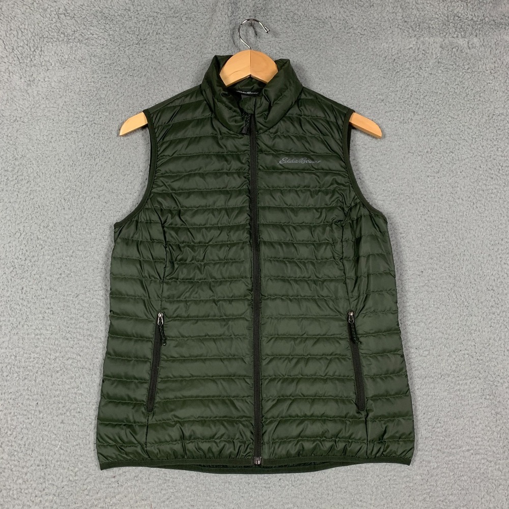 Eddie Bauer CirrusLite Vest Women's Small Olive Zip Up EB650 Down Quilted Puffer